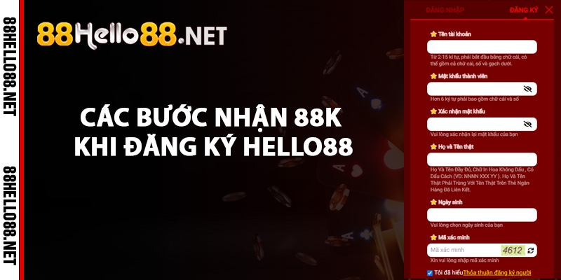 Đăng Ký Hello88 Nhận Ngay 88k Tiền Thưởng Cho Người Mới 4 Các bước nhận 88k khi đăng ký Hello88